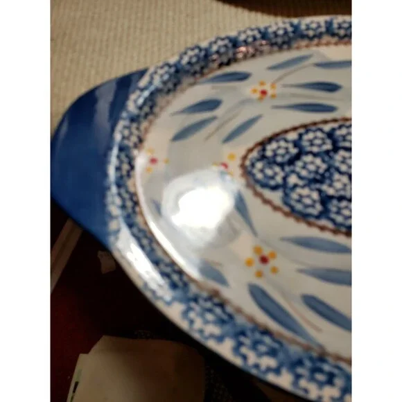 Temptations By Tara Blue Old World 12" & 13.5" Oval Serving Trays Lids - Picture 5 of 16